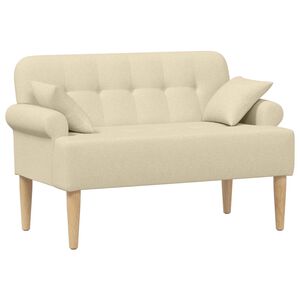 vidaXL Zweisitzer mit Knopfheftung Creme 120 x 65 x 79 cm Stoff