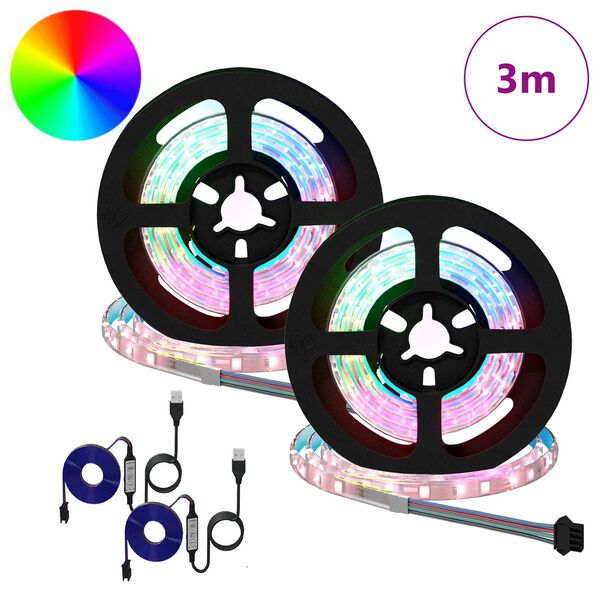 vidaXL LED Streifen 2 pcs Schwarz und Transparent 750 mm