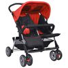 vidaXL Zwillingskinderwagen Stahl Rot und Schwarz
