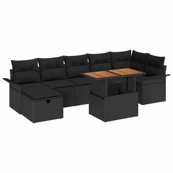 vidaXL Garten-Sofa-Set 8 pcs Schwarz Poly-Rattan