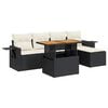 vidaXL 6-tlg. Garten-Sofagarnitur mit Kissen Schwarz Poly Rattan