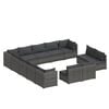 vidaXL 13-tlg. Garten-Lounge-Set mit Kissen Grau Poly Rattan