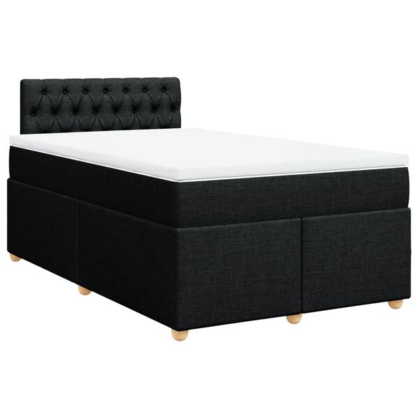 vidaXL Boxspringbett mit Matratze Schwarz 120x190 cm Stoff