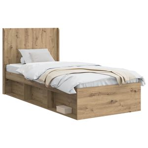 vidaXL Bettgestell mit Stauraum und Kopfteil Artisan-Eiche 75 x 190 cm