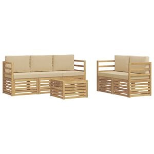 vidaXL Outdoor-Sofagarnitur 6 stk. Wei&szlig; und Beige Polyester