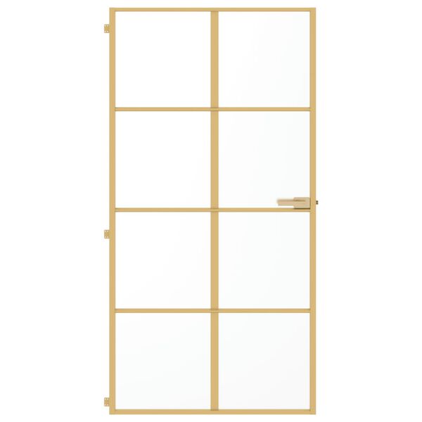 vidaXL Innentür Schlank Golden 102,5x201,5 cm Hartglas und Aluminium