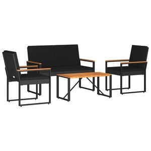 vidaXL Gartenm&ouml;bel Set 4 stk. Schwarz Poly-Rattan