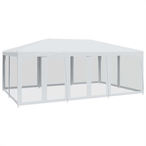 vidaXL Partyzelt mit 10 Mesh-Seitenteilen Wei&szlig; 6x4 m HDPE