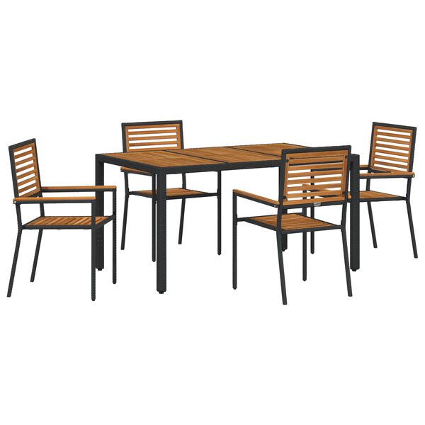 vidaXL Garten Essgruppe 5 pcs Schwarz und Braun Poly-Rattan