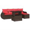 vidaXL 6-teiliges Gartensofa-Set mit Kissen, braun, Polyrattan