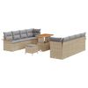 vidaXL Gartensofa-set 11 stk. Beige Poly-Rattan