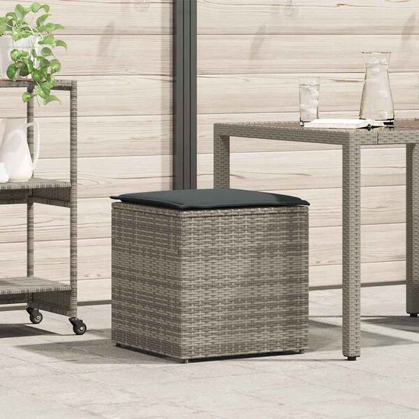 vidaXL Kissenbox mit Speicher Grau 50 x 50 x 50 cm Poly-Rattan