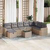 vidaXL 8-tlg. Garten-Sofagarnitur mit Kissen Beige Poly Rattan