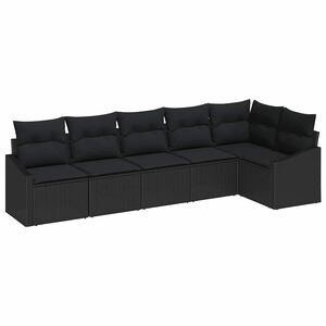 vidaXL Gartensofa-set mit Kissen 6 pcs Schwarz Poly-Rattan