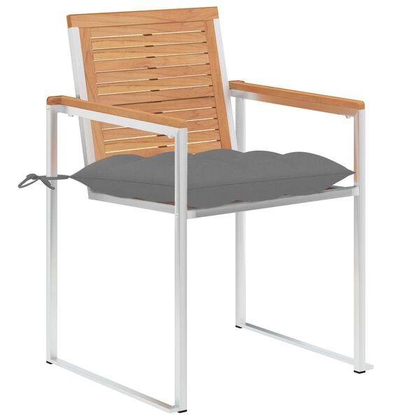 vidaXL Gartenst&uuml;hle mit Kissen 2 Stk. Massivholz Teak und Stahl