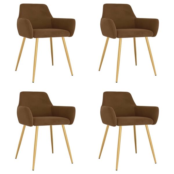 vidaXL Esszimmerst&uuml;hle 4 Stk. Braun Samt