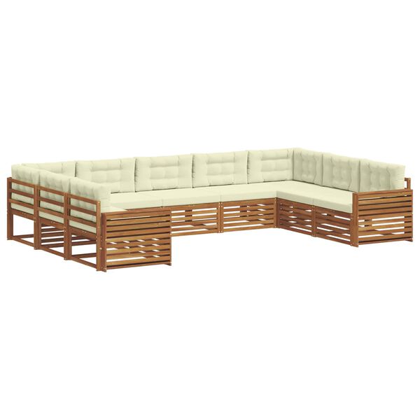 vidaXL Sofagarnituren 9 pcs Natur und Creme Massivholz Akazie