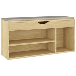 vidaXL Schuhbank mit Kissen Sonoma-Eiche 104x30x49 cm Holzwerkstoff