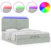 vidaXL Ottoman-Bett mit Matratzen & LEDs Hellgrau 200x200 cm Samt