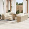 vidaXL Garten-Sofa-Set mit Kissen mit Speicher 11 pcs Beige und Creme