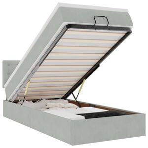 vidaXL Ottoman-Bett mit Matratze & LEDs Hellgrau 80x200 cm Samt