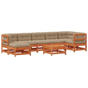 vidaXL Garten-Lounge-Set 8 stk. Wachsbraun Massives Kiefernholz