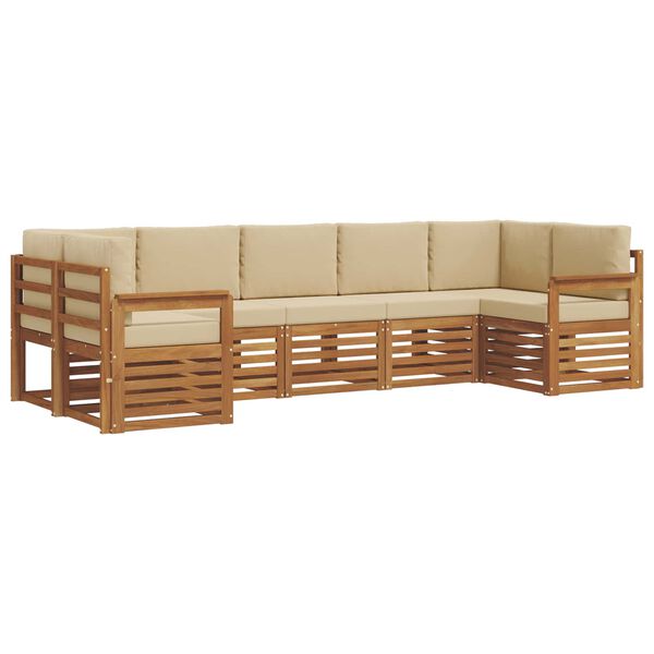 vidaXL Sofagarnituren 7 pcs Natur und Beige Massivholz Akazie