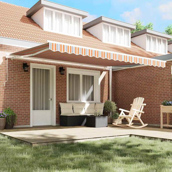 vidaXL Markise Gestreift Mehrfarbig 4,5 &times; 3,5 m Polyester und Metall