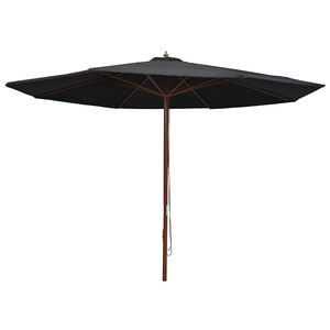 vidaXL Sonnenschirm mit Holzmast 350 cm Schwarz