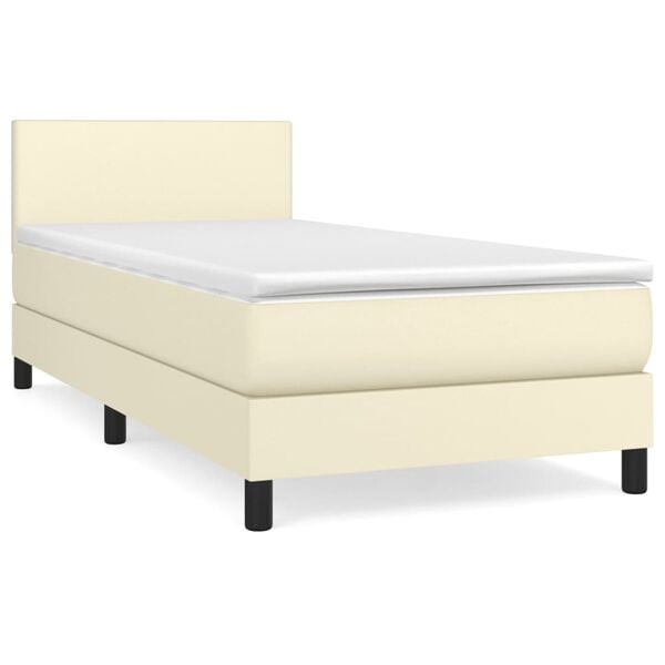 vidaXL Boxspringbett mit Matratze Creme 80x200 cm Kunstleder