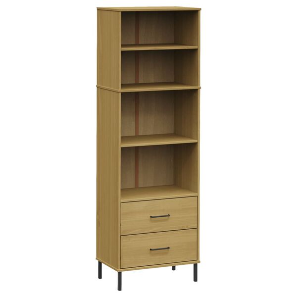 vidaXL B&uuml;cherregal OSLO mit 2 Schubladen Braun 60x35x180 cm Massivholz