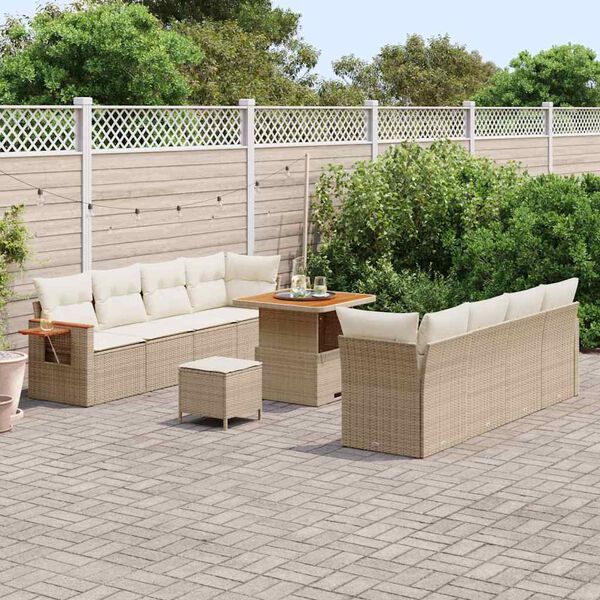 vidaXL Gartensofa-set mit Kissen 11 pcs Beige und Creme