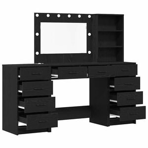 vidaXL Schminktisch 3 stk. Schwarz Eichen-Optik 78,5 x 41 x 135 cm