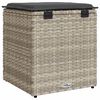vidaXL Gartenhocker mit Kissen 2 Stk. Hellgrau 40x40x43 cm Poly Rattan