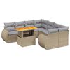 vidaXL 9-tlg. Garten-Sofagarnitur mit Kissen Beige Poly Rattan