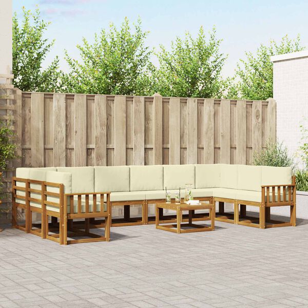 vidaXL Outdoor-Sofagarnitur mit Kissen 11 pcs Natur und Creme