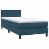 vidaXL Boxspringbett mit Matratze Dunkelblau 80x220 cm Samt