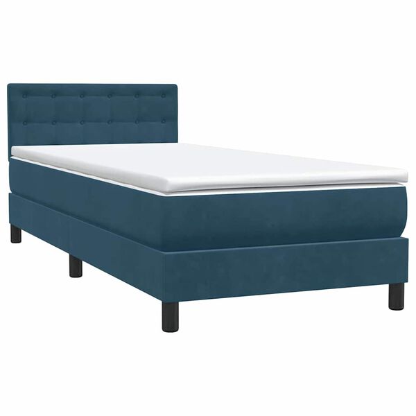 vidaXL Boxspringbett mit Matratze Dunkelblau 80x220 cm Samt