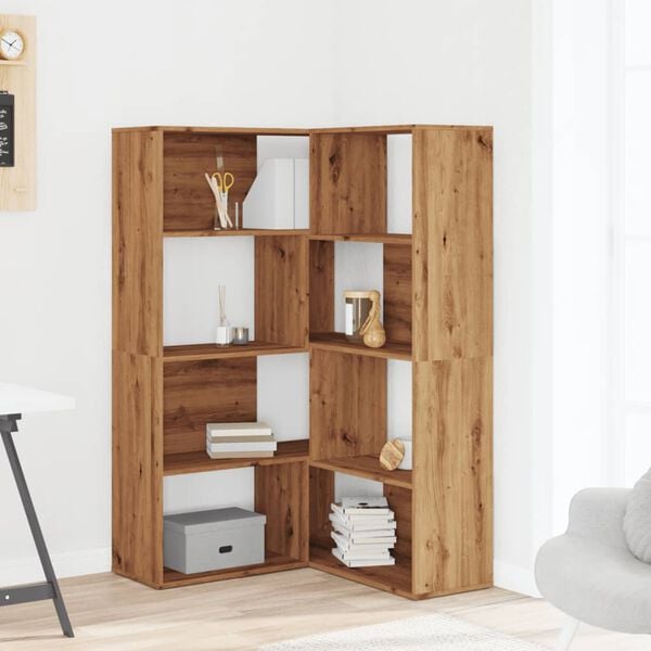 vidaXL Eck-Bücherregal 4 Etagen Artisan-Eiche 85x85x140 Holzwerkstoff