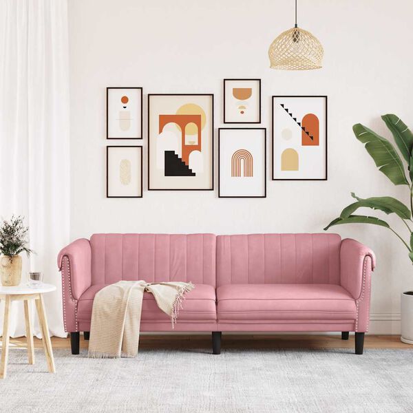 vidaXL Sofa 3-Sitzer Rosa Samt
