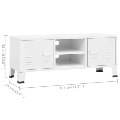 vidaXL TV-Schrank Industrie-Stil Weiß 105x35x42 cm Metall