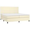 vidaXL Boxspringbett mit Matratze & LED Creme 200x200 cm Kunstleder