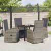 vidaXL Garten Essgruppe mit Kissen 5 pcs Grau Poly-Rattan