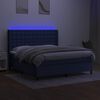 vidaXL Boxspringbett mit Matratze & LED Blau 180x200 cm Stoff