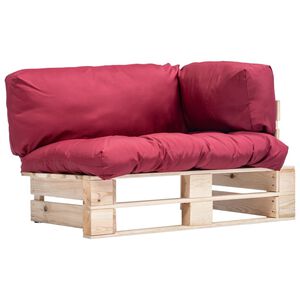 vidaXL Outdoor-Sofa Paletten mit Kissen in Rot Kiefernholz