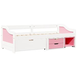 vidaXL Tagesbett mit 3 Schubladen ohne Matratze Wei&szlig; Rosa 90x200cm
