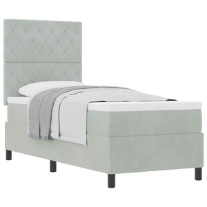 vidaXL Boxspringbett mit Matratze Hellgrau 80 x 200 cm Samt
