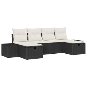 vidaXL Gartensofa-set mit Kissen 6 pcs Schwarz Poly-Rattan