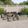 vidaXL Gartensofa-set mit Kissen 14 pcs Grau Poly-Rattan