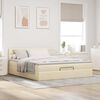 vidaXL Ottoman-Bett mit Matratze & LEDs Creme 160x200 cm Stoff